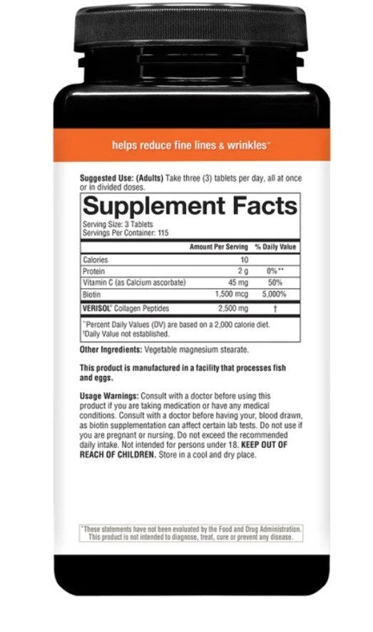 youtheory Concentrated Effect Verisol Collagen, 345 Count Supports Skin, Hair