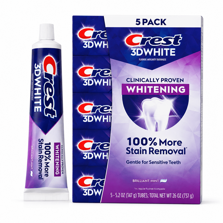 Crest 3D White Clinically Proven Whitening Toothpaste, Brilliant Mint