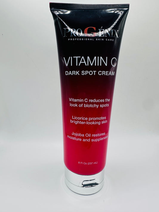 Progenix Vitamin C Dark Spot Cream is a professional skin care product designed to reduce the look of dark spots and promote brighter, more moisturized skin