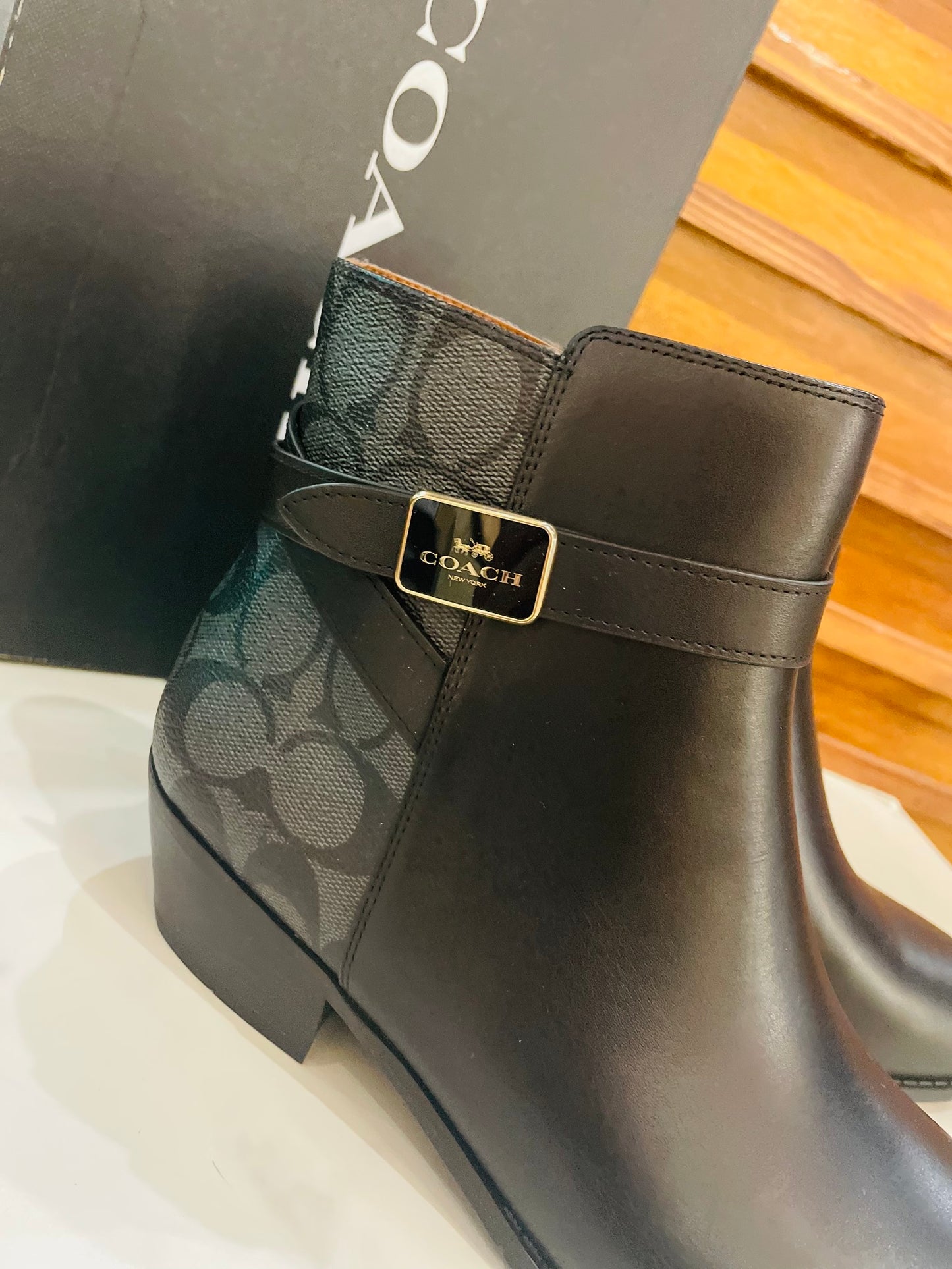 Coach black print boots