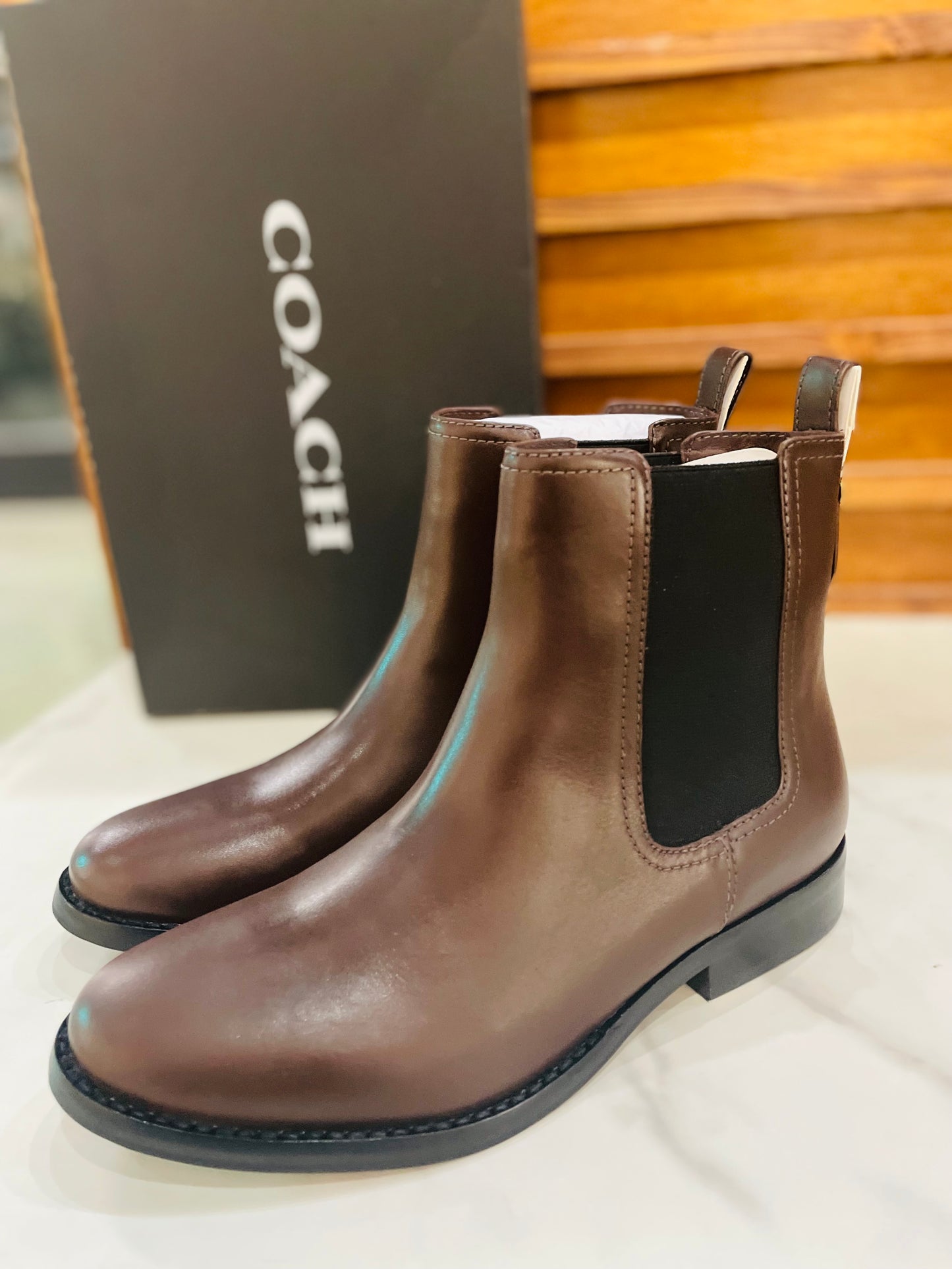 Coach dark brown boots