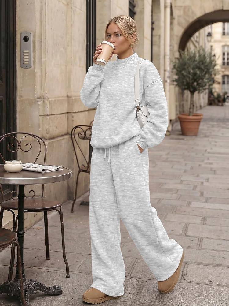 Trendy Queen Women's Mock Neck 2 Piece Sweat Sets Sweatsuits Fall Outfits