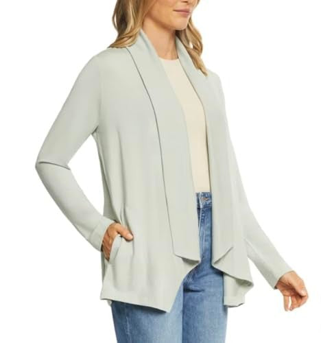 Max & Mia Women's Open Front Drape Cardigan, Light Olive, size medium